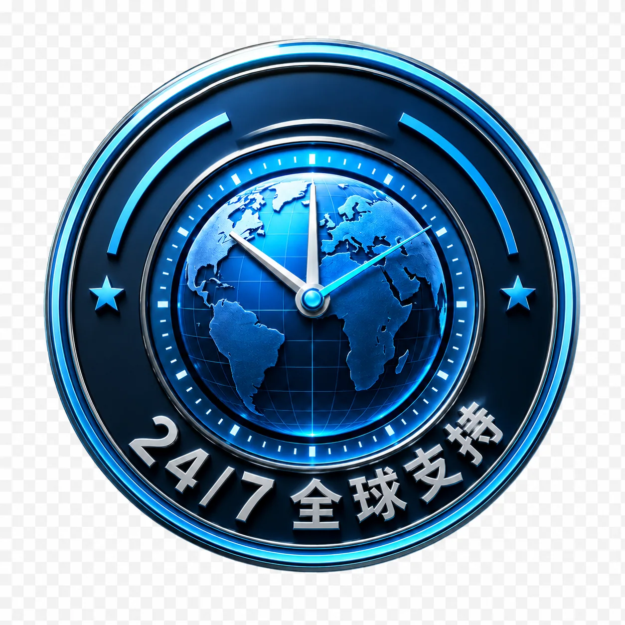 24/7 全球多时区支持徽章